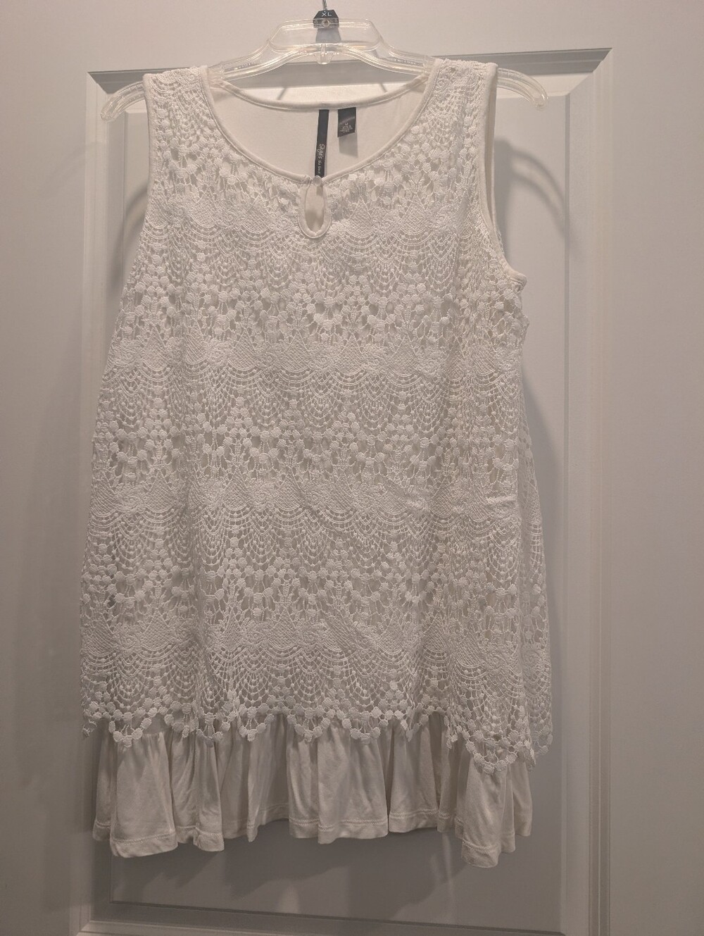 Skye's the Limit White Crochet Layered Top